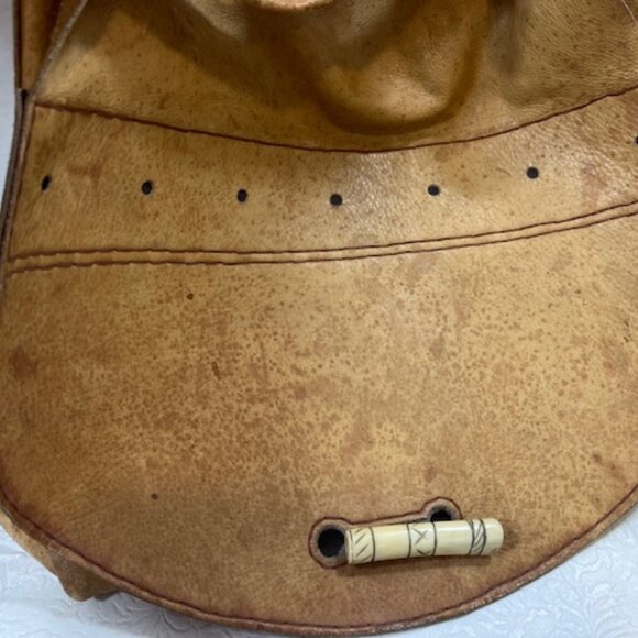 VTG Large Light Brown Leather Satchel Shoulder Messenger Adjustable Handbag - Picture 11 of 16